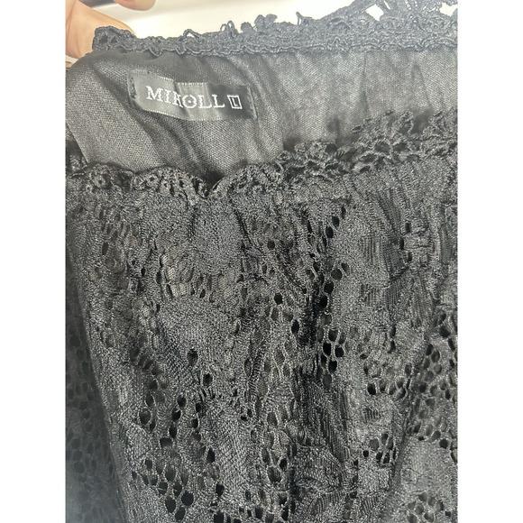 Miholl Black Crochet Lace Off Shoulder Top L Romantic Goth Coquette Whimsigoth - Picture 8 of 12